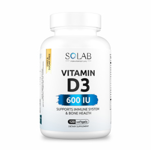 SOLAB / Vitamin D3, Витамин D3 600 ME, 120 капсул