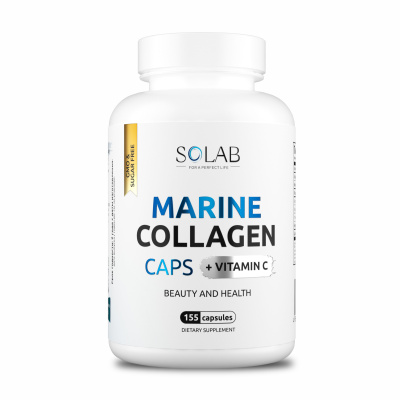SOLAB / Коллаген морской в капсулах + Витамин С, 155 капсул