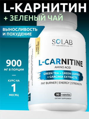 SOLAB / L-карнитин + зеленый чай, 90 капсул