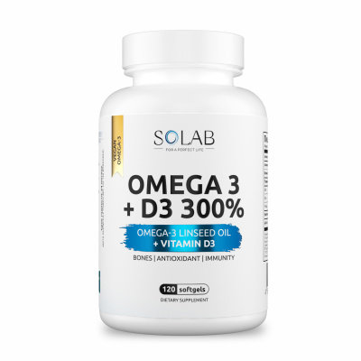 SOLAB / Omega 3 + Витамин Д3 600МЕ, 120 капсул